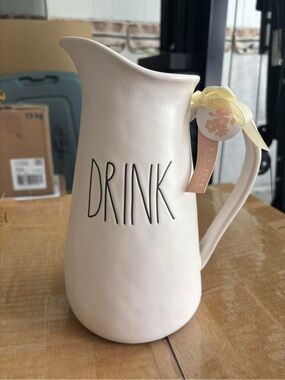 Rae Dunn Ceramic Pitcher with 'DRINK'